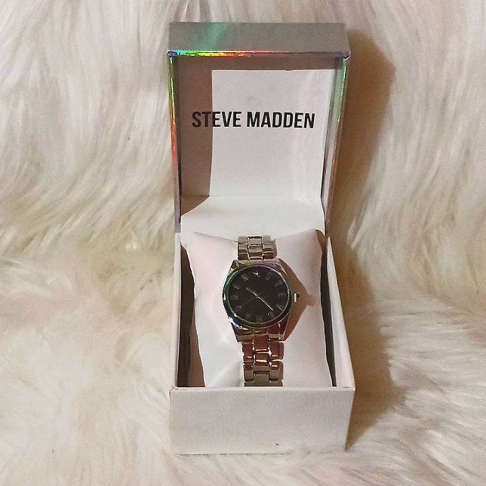 Stainless Steel, holographic Steve Madden watch